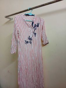 Striped Embroidered Kurta