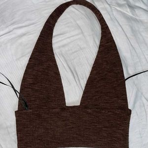Brown Halter Crop Top