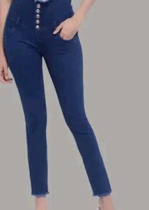 High Waisted Button Jeans