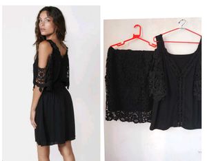 Black Lace Dress & Skirt Set