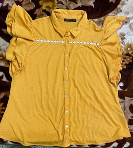 Mustard Yellow Button-Down Top