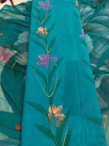 Hand Paint Unstiched  Suit