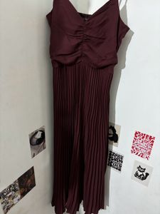 Burgundy Pleated Maxi Dress