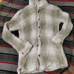 Green Plaid Gauze Button-Down Unisex Shirt