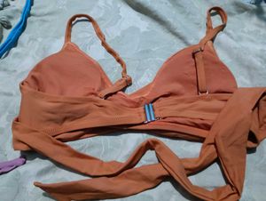 Orange Halter Bikini Top