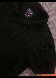Netplay Black Printed Polo Tshirt