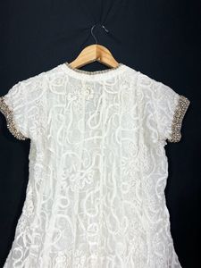 Half White Pearl Embroidered  Kurta ( Women’s )