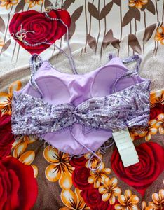 Embroidery Shoulder Straps Crop Top Plazzo Duppata