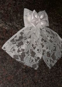 White Color Netted Bow Satin Clip