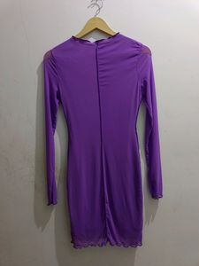Purple Mesh Mini Dress