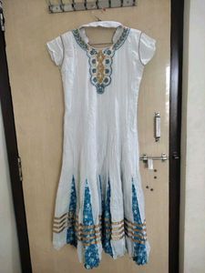 White And Blue Cotton Kurti 🔥