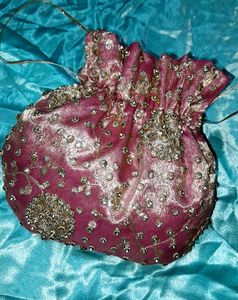 Potli Bag With Beautiful Stone Work