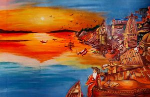 mahakumbh banaras ghat painting ✨️