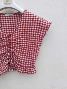 Checked Red Crop Top.