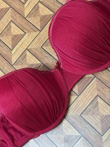 bra panty set wine colour