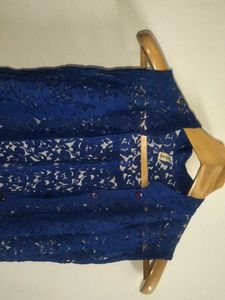 Blue Lace Sleeveless Top