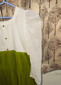 Green Pleated Ankle length Western Dress