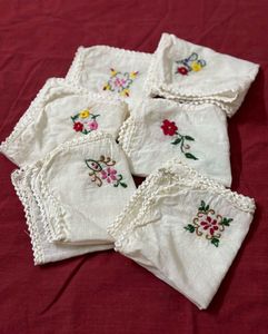 Vintage Embroidered Handkerchiefs (Set of 6)