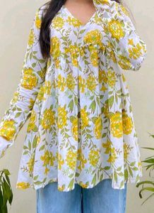 Floral V-Neck Babydoll Tunic