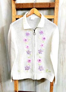Embroidery Work Offwhite Sweater Size-38-40