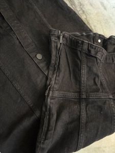 Zara Woman Denim Bustier Black Strapless Dress