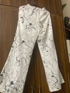 Printed White Flared Pants