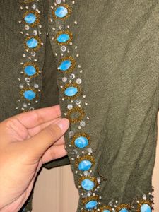 ⋆˚✿˖° y2k beaded olive cardigan ⋆˚✿˖°