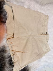 Beige Denim Mini Skirt