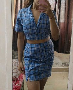 Blue Plaid co-ord Set