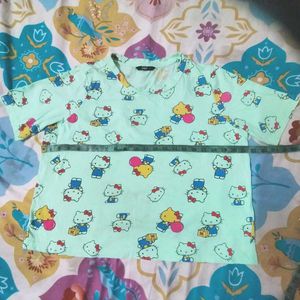 Cute T-shirt For Women Kitty Print Tee Pattern