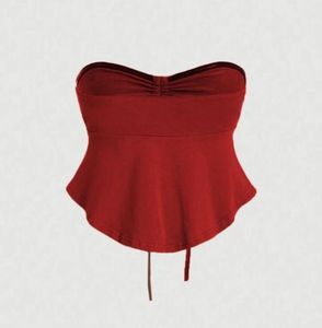 Red Ruffled Tube Top