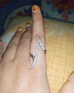 Sparkling V-Shaped Statement Ring
