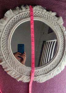 18 Inches Macrame Fringe Mirror