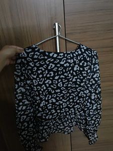 Black And White Peplum Top