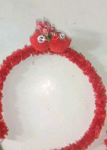 Red Chenille Embellished Headbands - Set of 3
