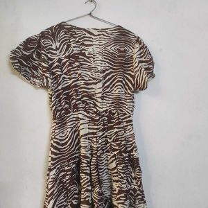 Brown Zebra Print Mini Dress