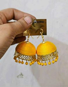 Oxidized Yellow Jhumka Earrings