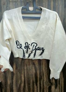 Cute Cropped V-Neck Sweater