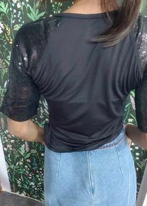 Black Top Sequin Sleeves