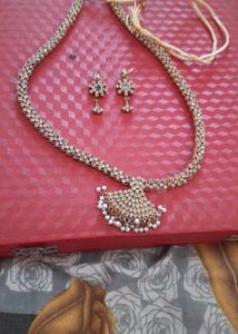 Long American Diamond Necklace Set