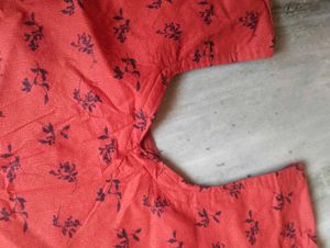 Coral Floral Print Kurthi