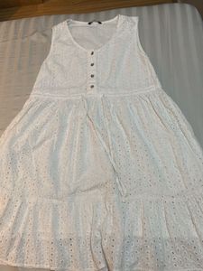 White Eyelet Sleeveless Dress