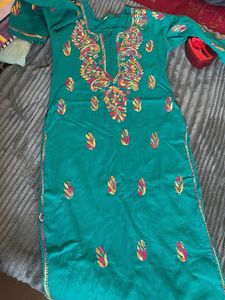 Green Embroidered Kurta
