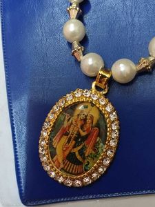 Beautiful Long Pearl Mala With Radhakrishna Pandel