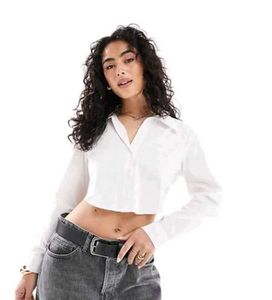 Bershka White Crop Shirt