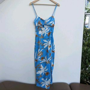 ZARA Floral Cutout Midi Dress