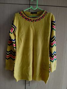 Yellow Embroidered Sweater