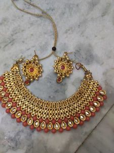 Pink &amp; Gold Beaded Jewelry Set