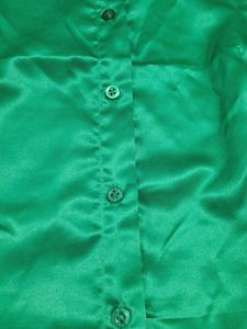 Green Satin Button Down