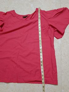 Coral Top with Flutter Sleeves